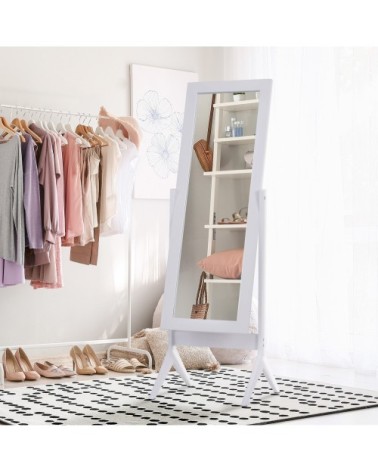 Miroir à pied inclinaison réglable blanc H148cm