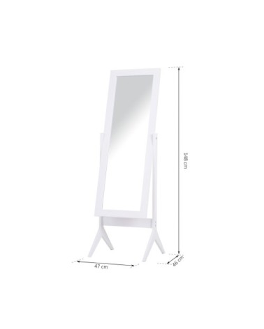Miroir à pied inclinaison réglable blanc H148cm