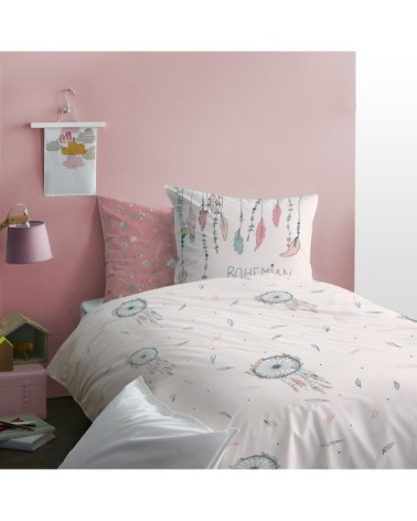 Parure de lit imprimée en coton Rose 140x200+63x63cm
