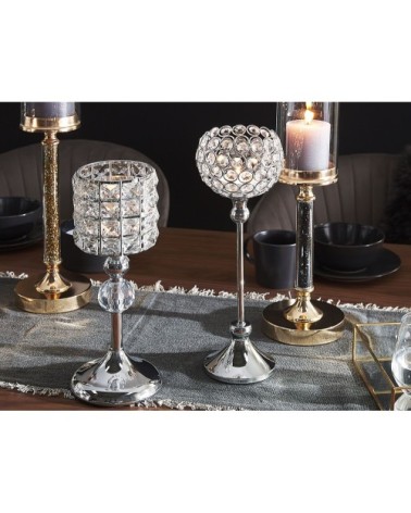 Bougeoir à pied argenté 27 cm