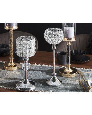 Bougeoir à pied argenté 27 cm