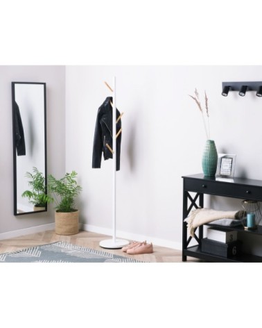 Porte-manteau blanc en bois de pin