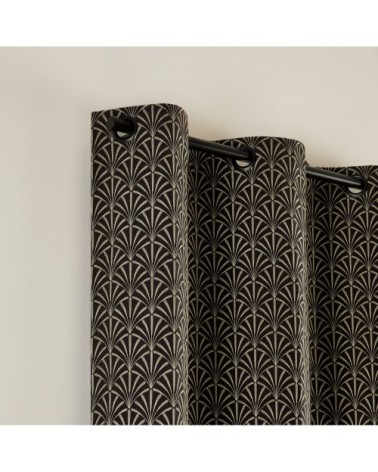 Rideau à oeillets noirs doublé 137x280 cm Noir et nickel