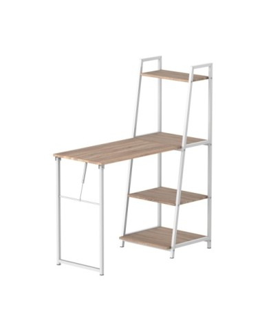 Bureau bibliothèque bureau pliable rabattable chêne clair métal blanc