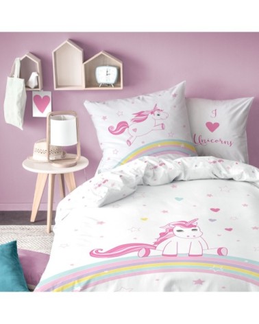 Parure de lit imprimée en coton Rose 140x200+63x63cm
