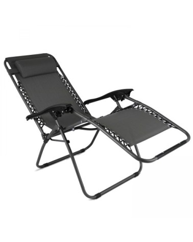 Lot de 2 fauteuils lounge inclinable en acier gris