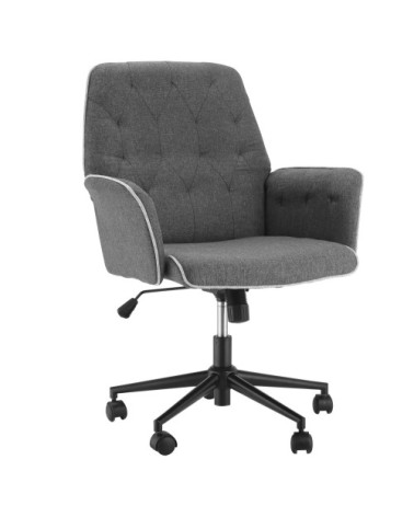 Fauteuil de bureau capitonné tissu gris chiné