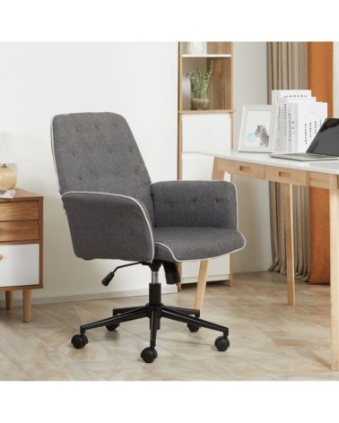 Fauteuil de bureau capitonné tissu gris chiné