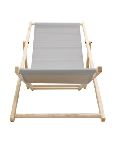 Lot de 2 chaises longues pliantes bois et tissu gris 3 positions