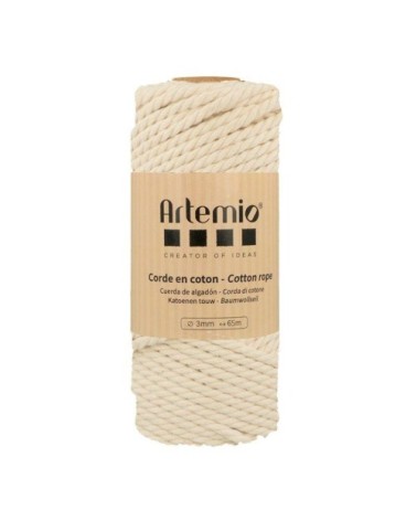 Corde en coton écru 3mm/65m