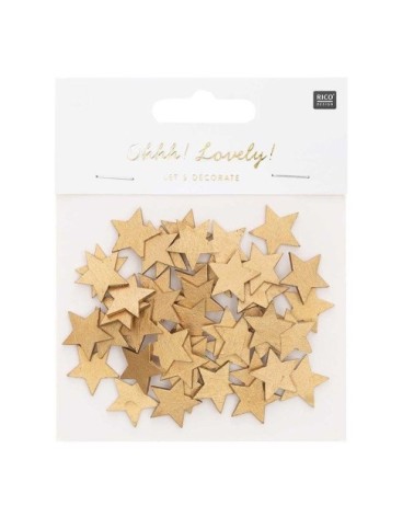 Confettis étoiles en bois dorés