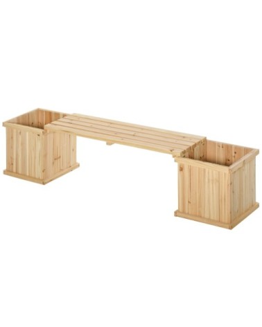 Banc de jardin jardinière double 2 en 1 bois sapin pré-huilé