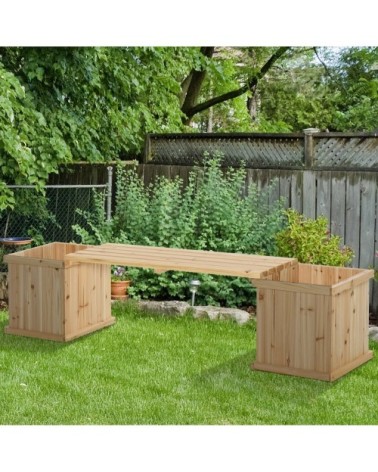 Banc de jardin jardinière double 2 en 1 bois sapin pré-huilé