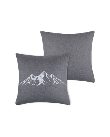 Coussin 45 x 45 cm gris imprimé montagne Charvin