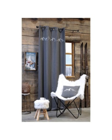 Coussin 45 x 45 cm gris imprimé montagne Charvin