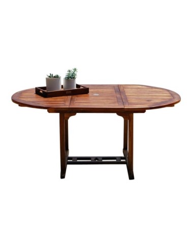 Table de jardin en teck huilé massif extensible ovale 6/8 pers.