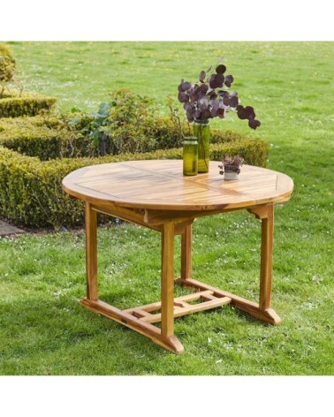 Table de jardin en teck huilé massif extensible ovale 6/8 pers.