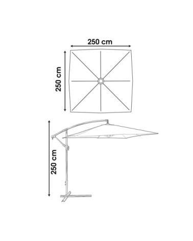 Parasol déporté carré anthracite en polyester