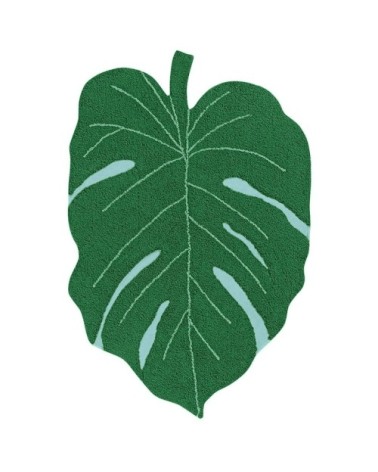 Tapis coton motif feuille tropicale monstera 120x160
