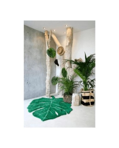 Tapis coton motif feuille tropicale monstera 120x160