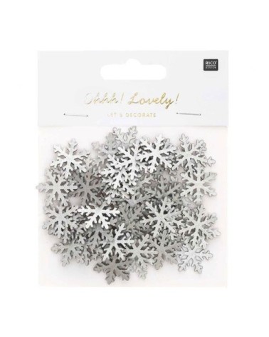 Confettis flocons de neige en bois argentés