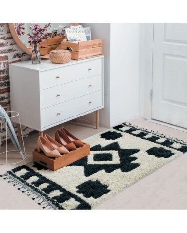 Tapis à reliefs triangles crème et gris 80x150