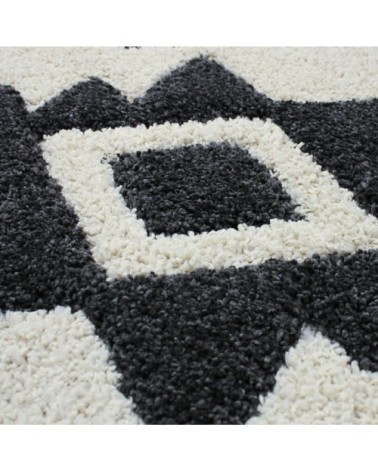 Tapis à reliefs triangles crème et gris 80x150