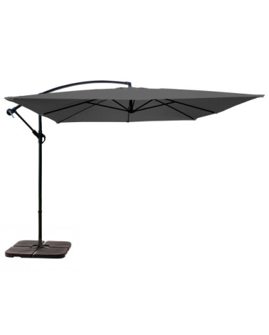 Parasol déporté 3x3m et 4 dalles à remplir acier gris