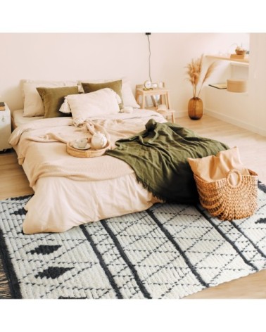 Tapis tout doux losanges beige et gris foncé 120x170