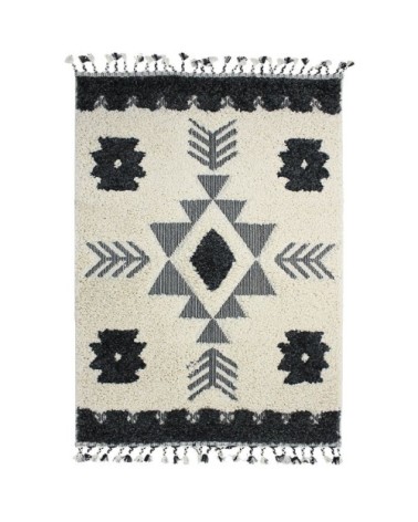 Tapis à reliefs lignes crème et gris 197x290