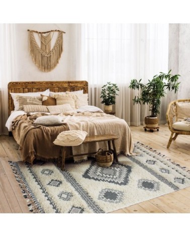 Tapis à reliefs losanges crème 160x230