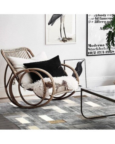 Tapis en cuirs recyclés motif mosaïque gris 120x170