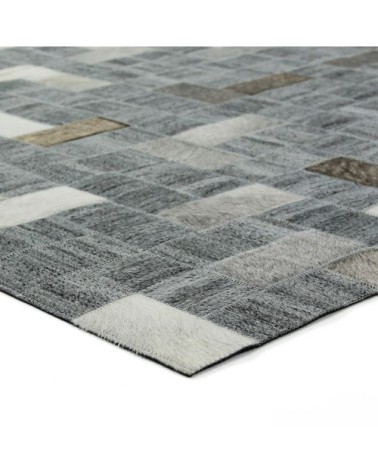 Tapis en cuirs recyclés motif mosaïque gris 120x170