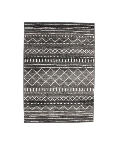 Tapis toucher laineux imprimé motifs ethniques noir 133x190