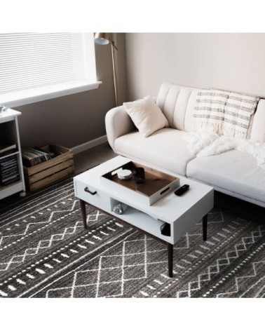 Tapis toucher laineux imprimé motifs ethniques noir 133x190