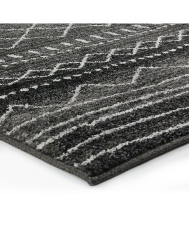 Tapis toucher laineux imprimé motifs ethniques noir 133x190