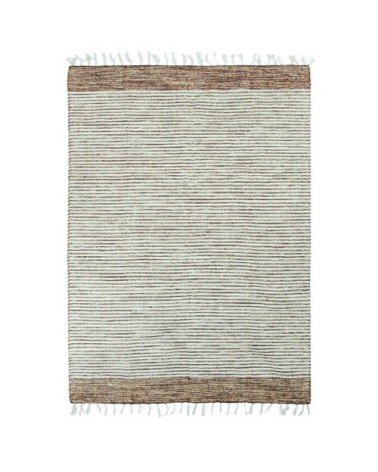 Tapis 100% coton bandes sable-blanc 160x230