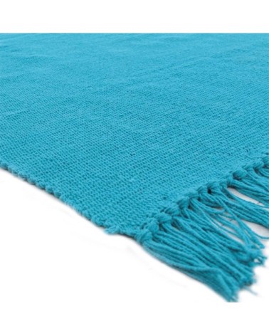 Tapis 100% coton bleu lagon 150x200