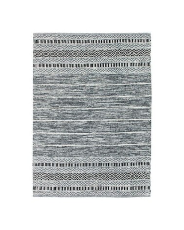 Tapis 100% coton blanc-noir 190x290