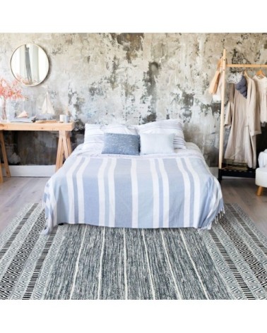 Tapis 100% coton blanc-noir 190x290