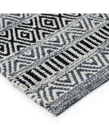 Tapis 100% coton blanc-noir 190x290