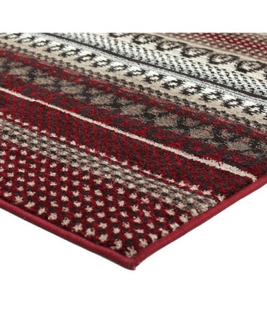 Tapis toucher laineux motifs lignes scandinaves rouge 133x190