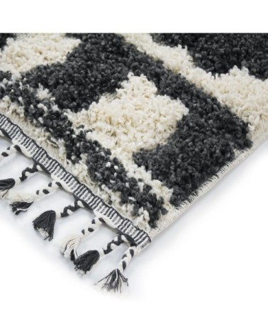 Tapis à reliefs triangles crème et gris 197x290