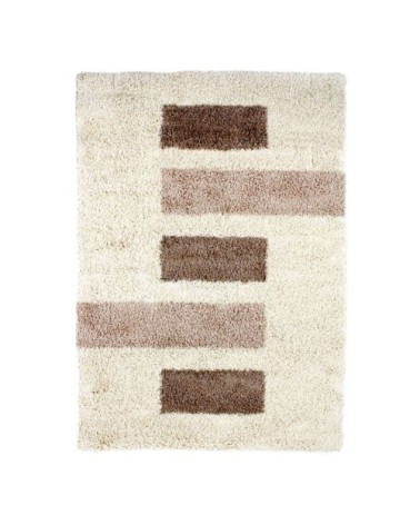 Tapis à poils longs motifs rectangles beige 120x170