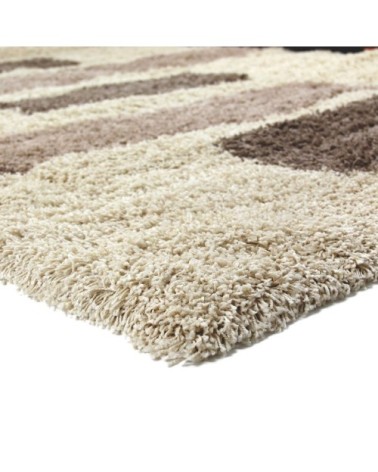 Tapis à poils longs motifs rectangles beige 120x170