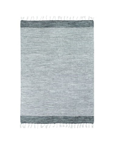 Tapis 100% coton bandes gris-blanc 190x290