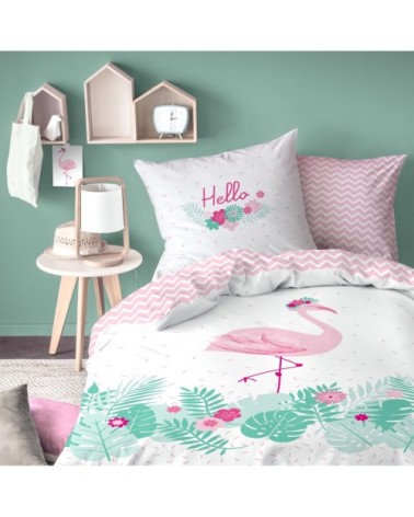 Parure de lit imprimée en coton Rose 140x200+63x63cm