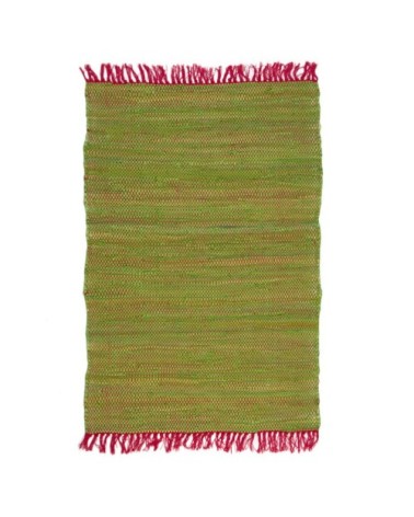Tapis 100% coton bi-colore rose et vert 60x90