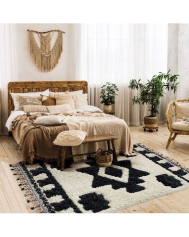 Tapis à reliefs triangles crème et gris 160x230