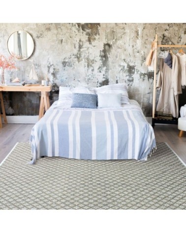 Tapis 100% coton blanc/écru-sable 190x290